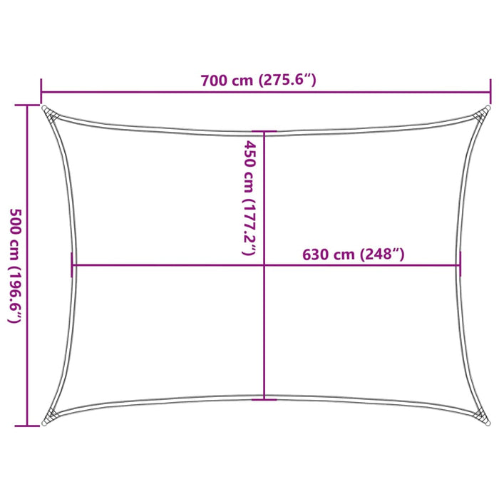 Pânză parasolar gri deschis dreptunghiular 5x7 m HDPE 160 g/m² - WALTI WALTI