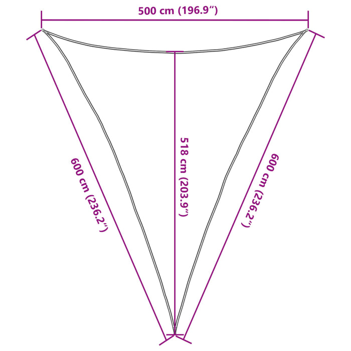 Pânză parasolar gri deschis 5x6x6 m HDPE 160 g/m² triunghiular WALTI