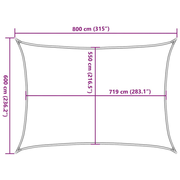 Pânză parasolar, nisipiu dreptunghiular 6x8 m HDPE 160 g/m² WALTI