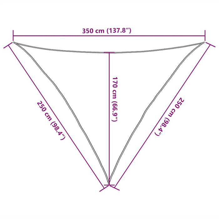 Pânză parasolar, 2,5x2,5x3,5 m, triunghiular, 160 g/m², HDPE - WALTI WALTI