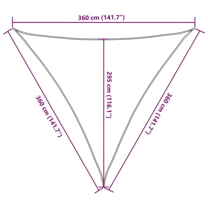 Pânză parasolar nisipiu triunghiular 3,6x3,6x3,6m HDPE 160 g/m² - WALTI WALTI