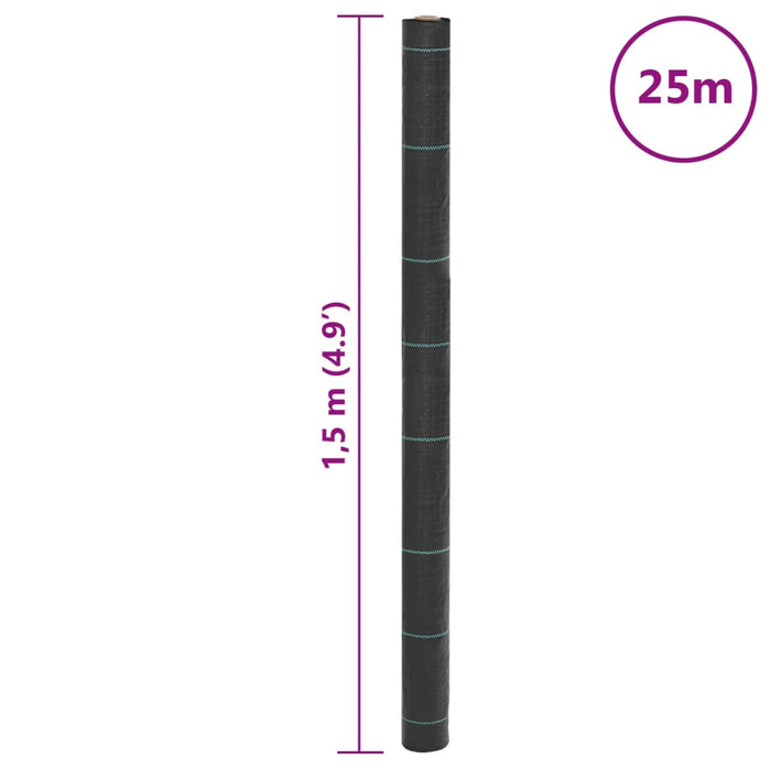 Membrană antiburuieni, negru, 1,5x25 m, PP - WALTI WALTI