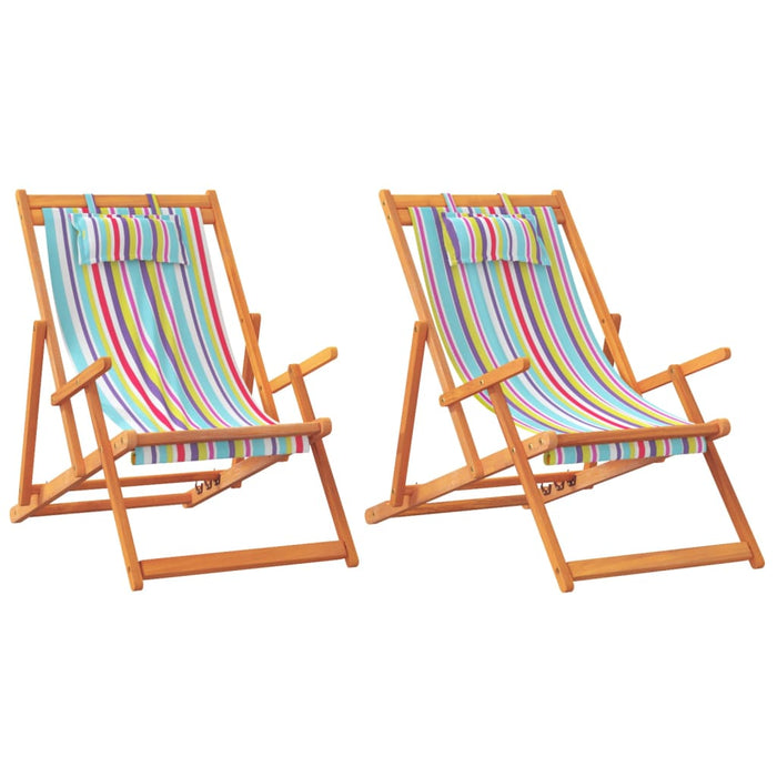 Scaune de plajă pliante, 2 buc., multicolor, material textil - WALTI WALTI