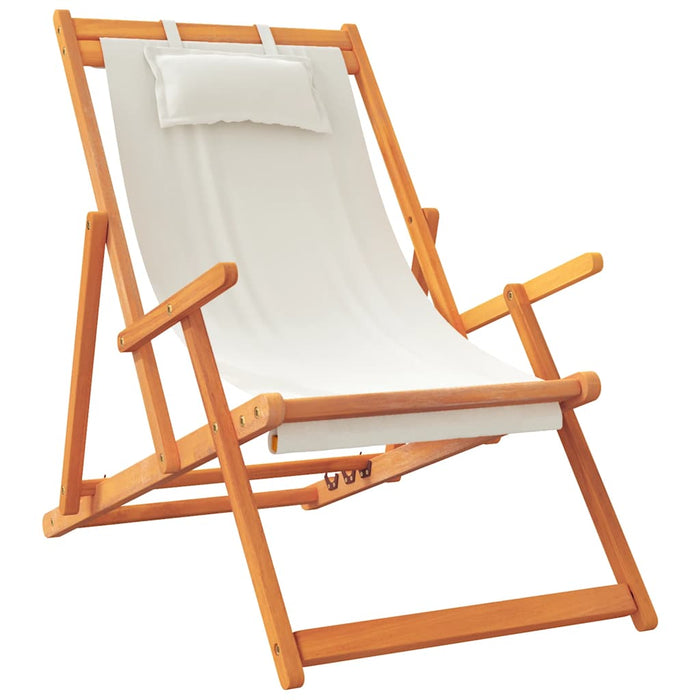 Scaune de plajă pliante, 2 buc., crem, material textil - WALTI WALTI
