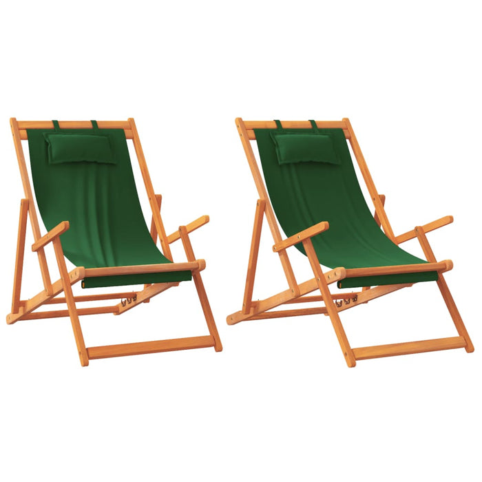 Scaune de plajă pliante, 2 buc., verde, material textil - WALTI WALTI