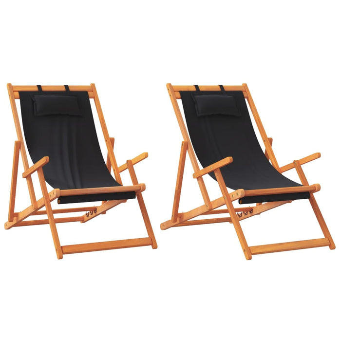 Scaune de plajă pliante, 2 buc., negru, material textil - WALTI WALTI
