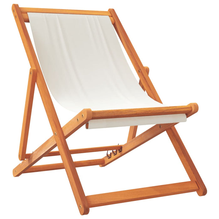 Scaune de plajă pliante, 2 buc., alb crem, material textil - WALTI WALTI
