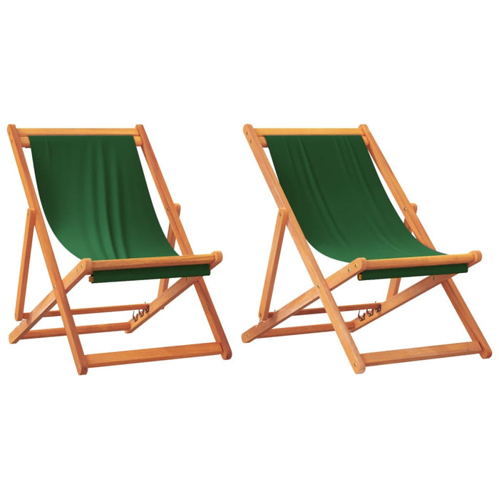 Scaune de plajă pliante, 2 buc., verde, material textil - WALTI WALTI