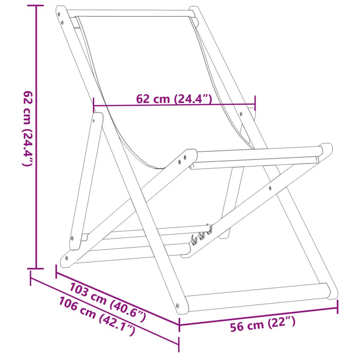 Scaune de plajă pliabile 2 buc model frunze, textil/lemn masiv - WALTI WALTI
