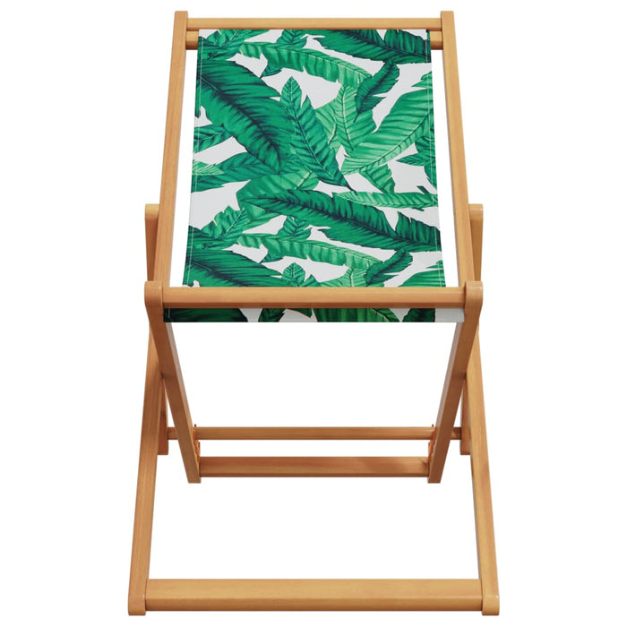 Scaune de plajă pliabile 2 buc model frunze, textil/lemn masiv - WALTI WALTI