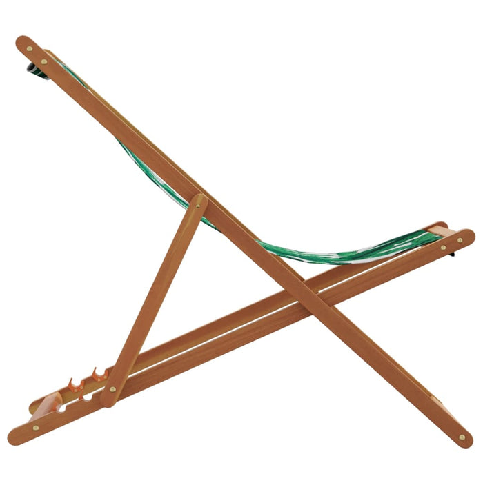 Scaune de plajă pliabile 2 buc model frunze, textil/lemn masiv - WALTI WALTI