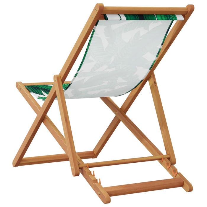 Scaune de plajă pliabile 2 buc model frunze, textil/lemn masiv - WALTI WALTI