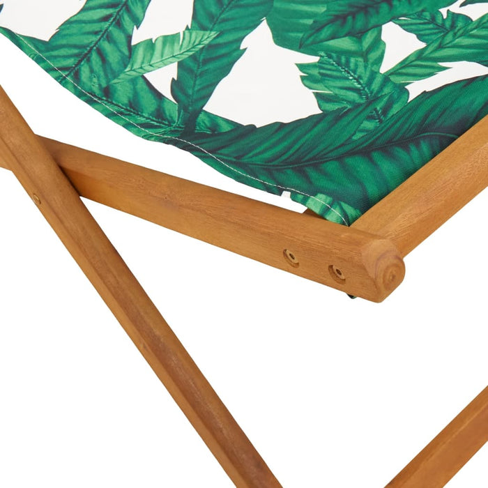 Scaune de plajă pliabile 2 buc model frunze, textil/lemn masiv - WALTI WALTI