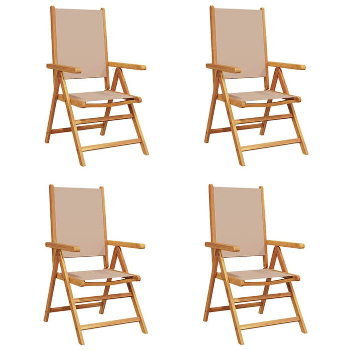 Scaune pliante rabatabile, 4 buc., material textil taupe și lemn masiv WALTI