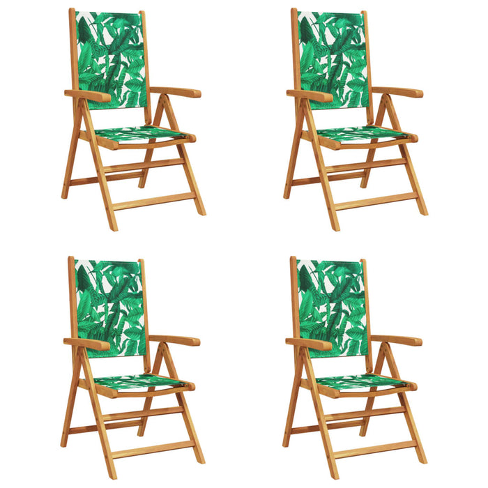 Scaune de grădină rabatabile 4 buc., textil verde/lemn masiv - WALTI WALTI
