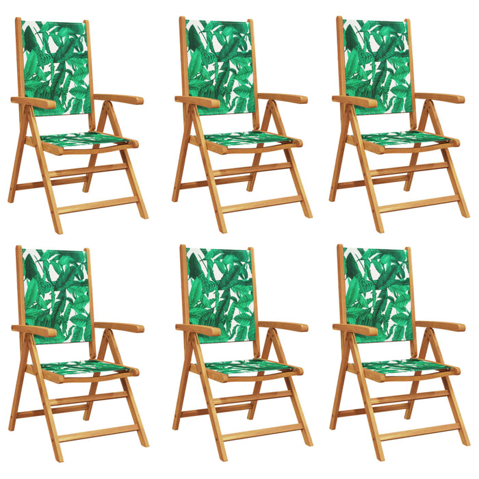 Scaune de grădină rabatabile 6 buc., textil verde/lemn masiv - WALTI WALTI
