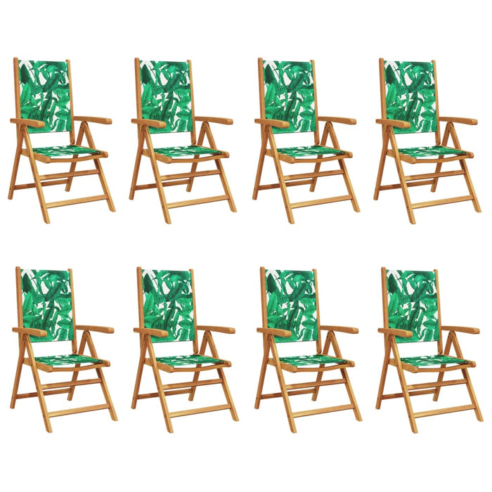 Scaune de grădină rabatabile 8 buc., textil verde/lemn masiv - WALTI WALTI