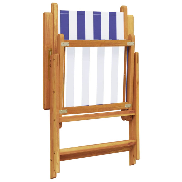 Scaune grădină rabatabile 6buc., textil albastru alb/lemn masiv - WALTI WALTI
