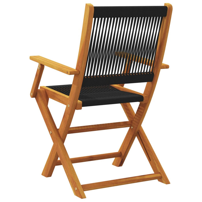 Scaune de grădină pliabile, 8 buc., negru, lemn masiv acacia WALTI