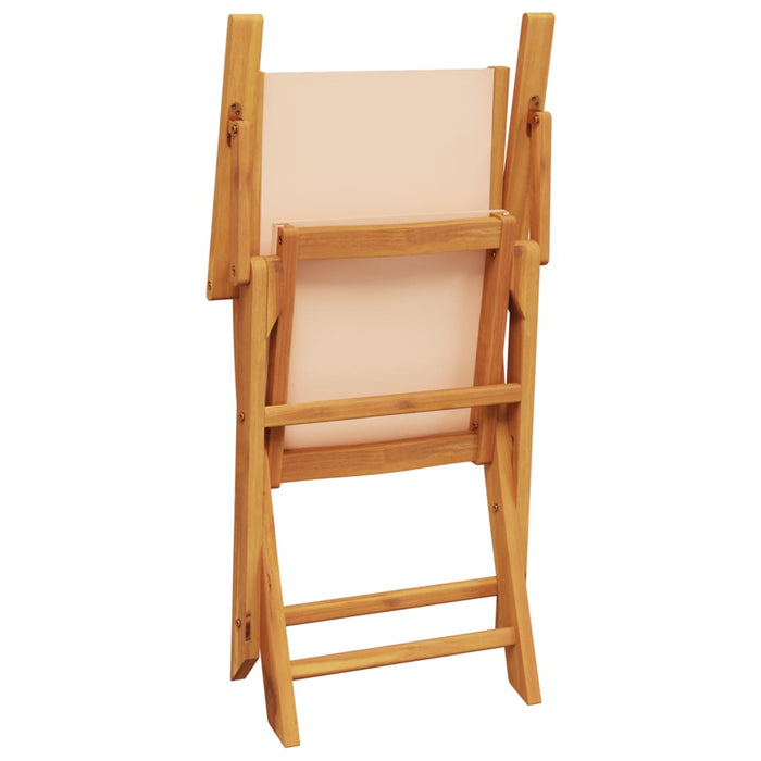 Scaune pliante 6 buc. Material textil bej și lemn masiv WALTI