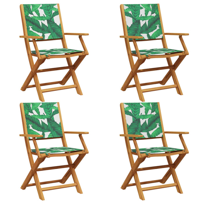 Scaune de grădină pliabile 4 buc., textil verde/lemn masiv - WALTI WALTI