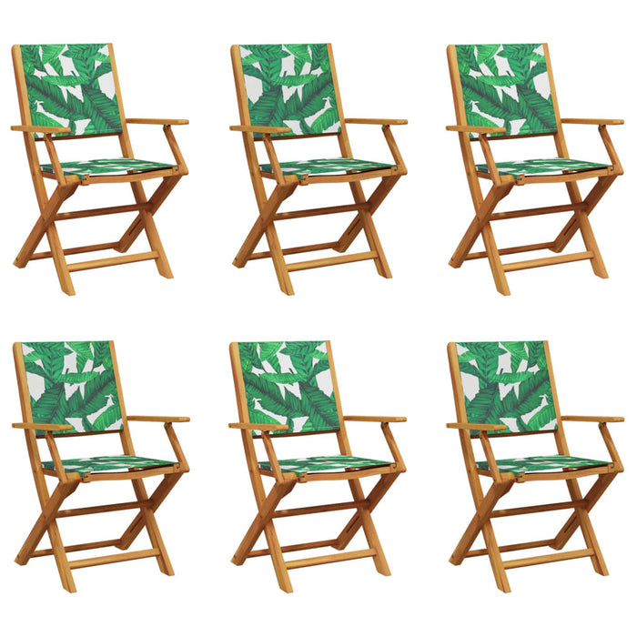 Scaune de grădină pliabile 6 buc., textil verde/lemn masiv - WALTI WALTI