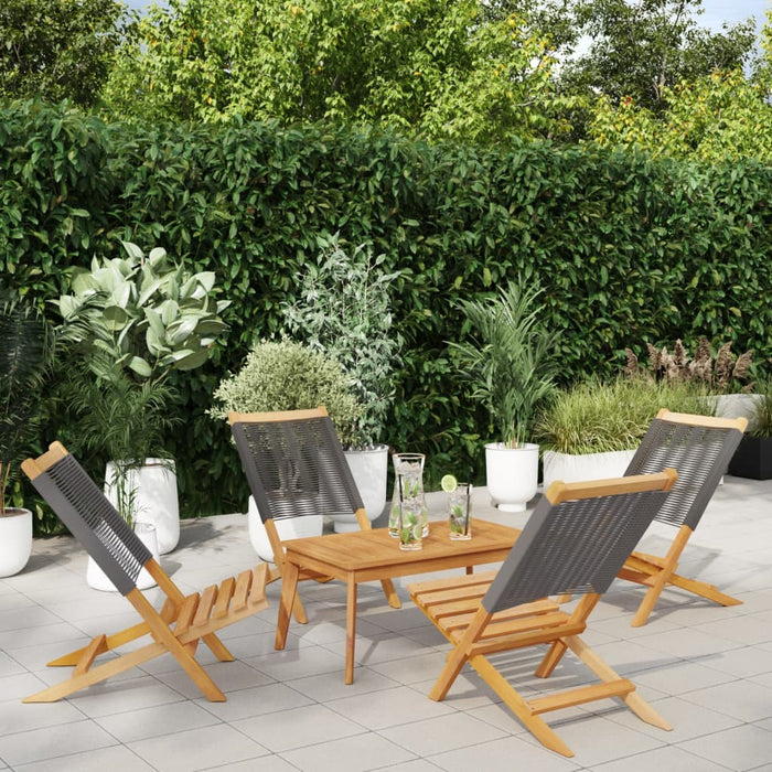 Scaune de grădină pliabile, 4 buc., gri, lemn masiv acacia - WALTI WALTI