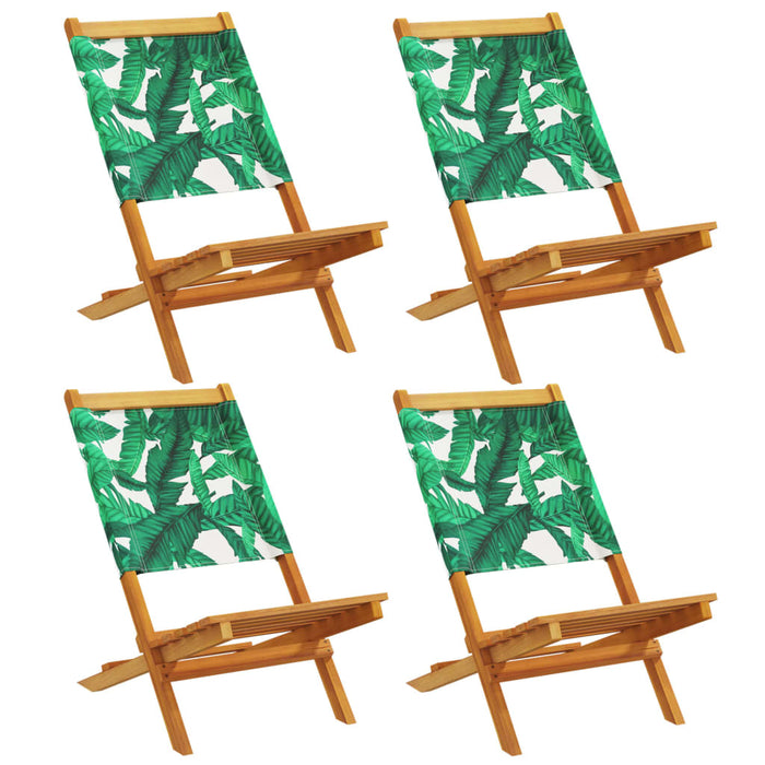 Scaune de grădină pliabile 4 buc., textil verde/lemn masiv - WALTI WALTI