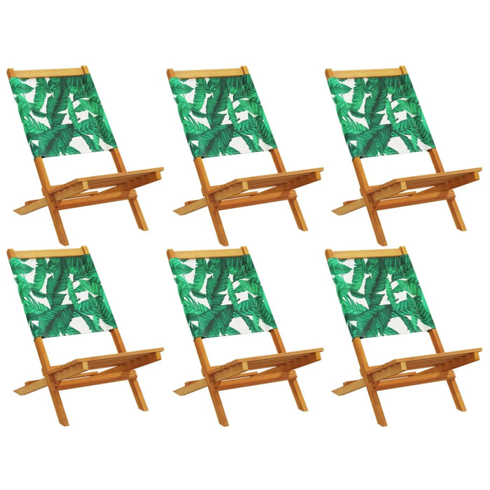 Scaune de grădină pliabile 6 buc., textil verde/lemn masiv - WALTI WALTI