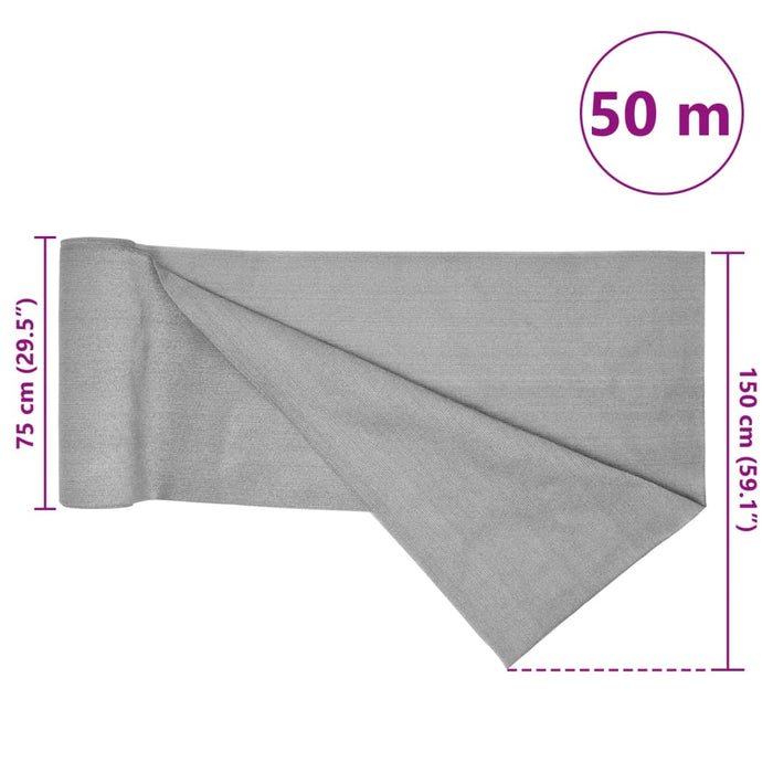 Plasă protecție intimitate gri deschis 1,5x50 m HDPE 150 g/m² - WALTI WALTI