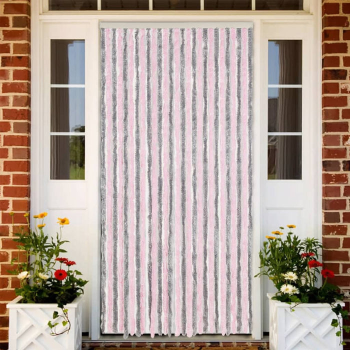 Perdea pentru insecte gri argintiu și roz, 118x220 cm, chenille - WALTI WALTI