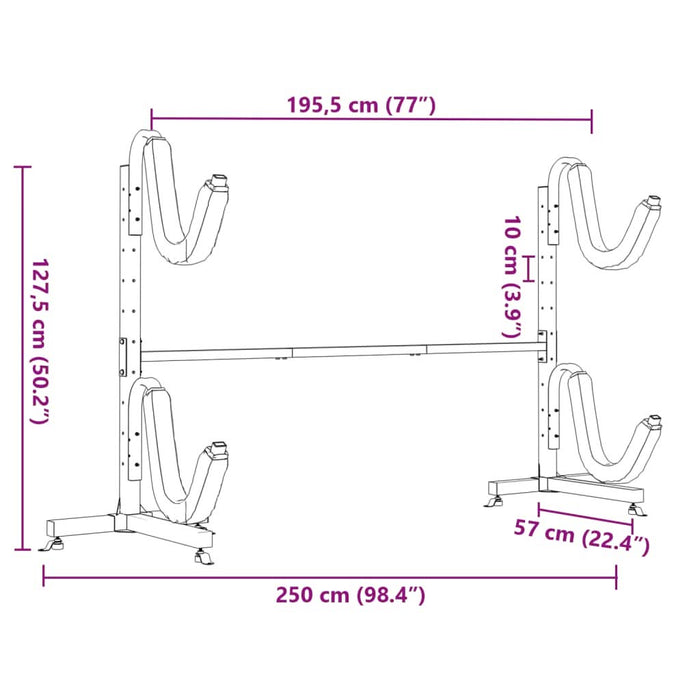 Suport de depozitare pentru 2 caiace 250x57x127,5 cm Oțel - WALTI WALTI