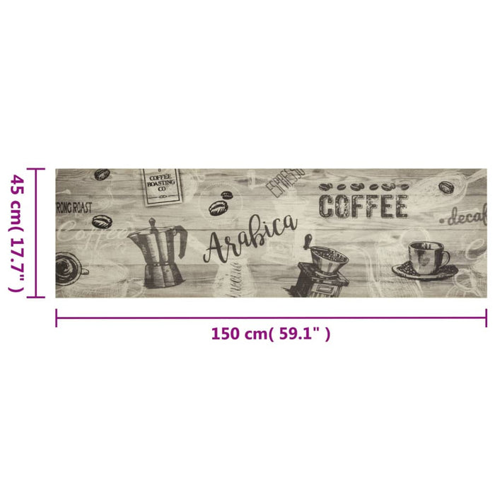 Covor de bucătărie lavabil Coffee, gri, 45x150 cm, catifea - WALTI WALTI