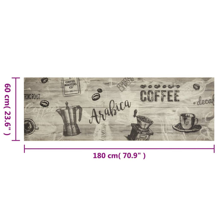 Covor de bucătărie lavabil Coffee, gri, 60x180 cm, catifea - WALTI WALTI