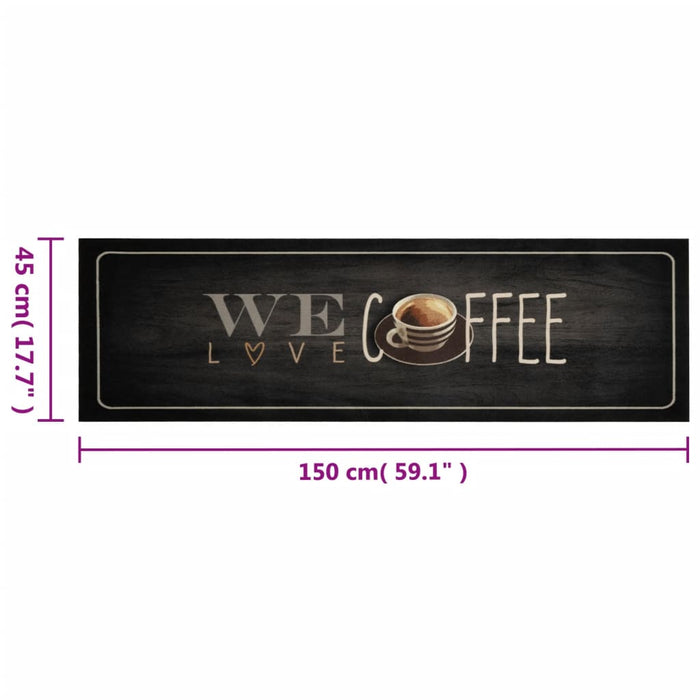 Covor de bucătărie lavabil, text Coffee, 45x150 cm, catifea - WALTI WALTI