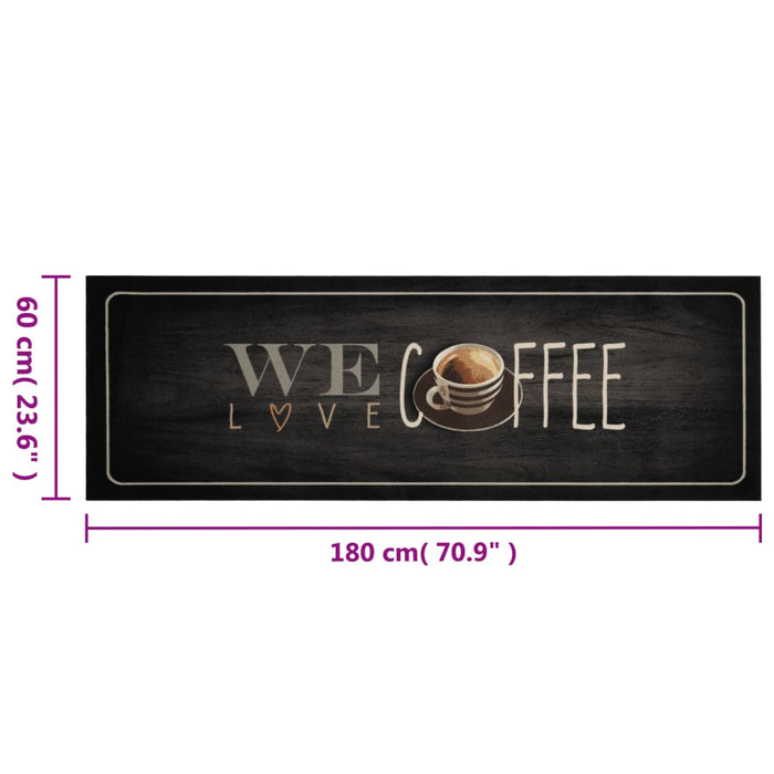 Covor de bucătărie lavabil, text Coffee, 60x180 cm, catifea WALTI