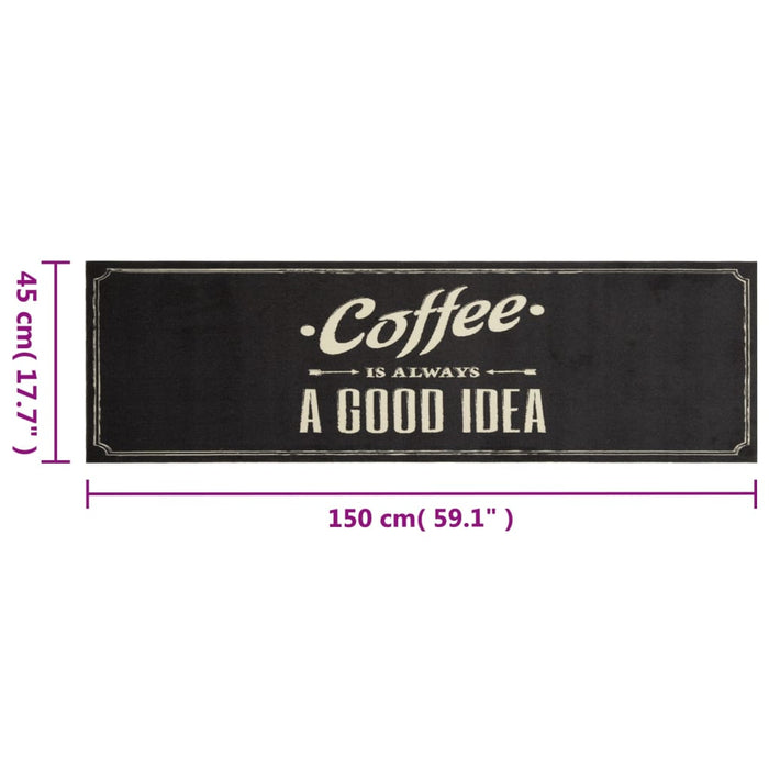 Covor de bucătărie lavabil, text Coffee, 45x150 cm, catifea WALTI