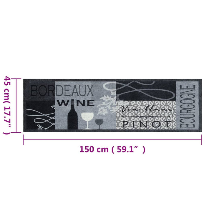 Covor de bucătărie lavabil Wine, gri, 45x150 cm, catifea WALTI