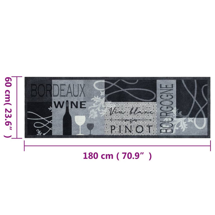 Covor de bucătărie lavabil Wine, gri, 60x180 cm, catifea - WALTI WALTI