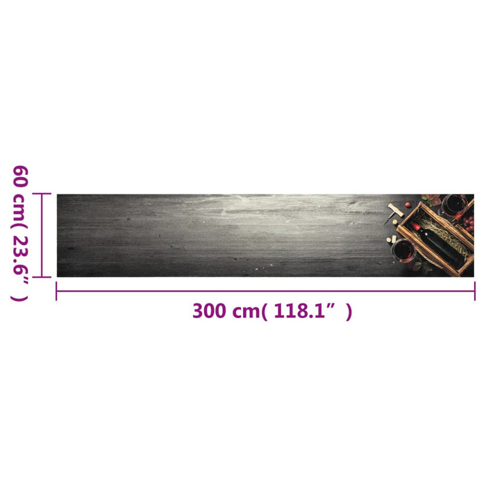 Covor de bucătărie lavabil model sticlă vin, 60x300 cm, catifea - WALTI WALTI