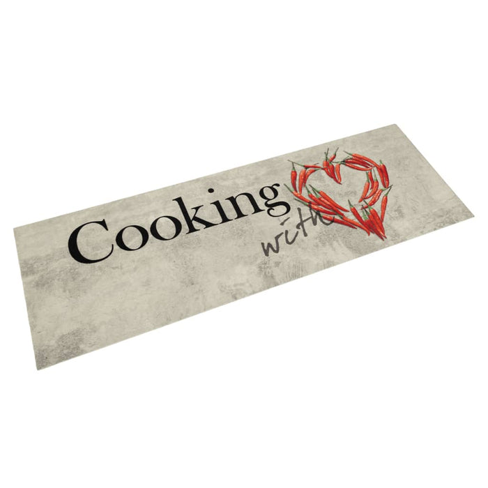 Covor bucătărie lavabil, text Cooking/ardei, 45x150 cm, catifea - WALTI WALTI