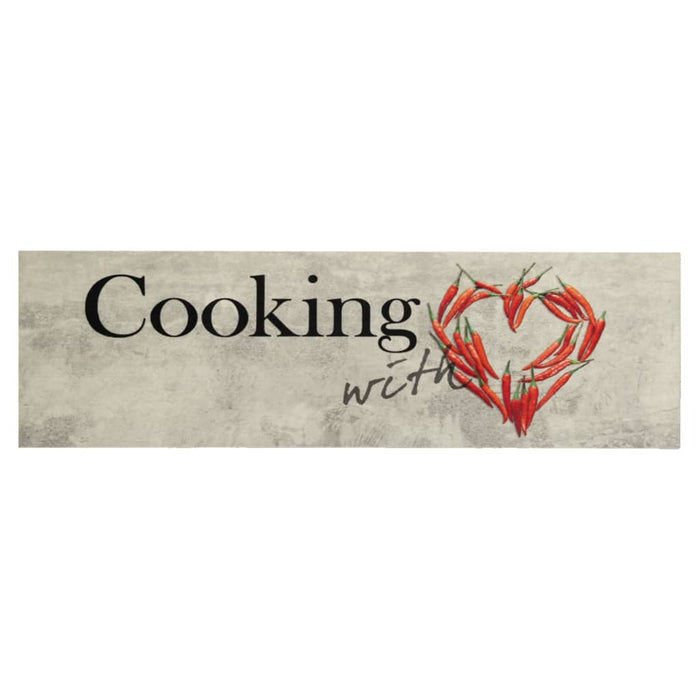 Covor bucătărie lavabil, text Cooking/ardei, 45x150 cm, catifea - WALTI WALTI