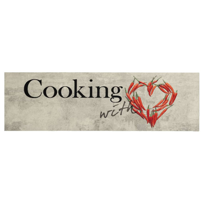 Covor bucătărie lavabil, text Cooking/ardei, 60x180 cm, catifea - WALTI WALTI
