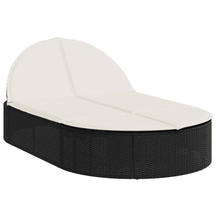 Șezlong dublu cu perne, negru, poliratan - WALTI WALTI