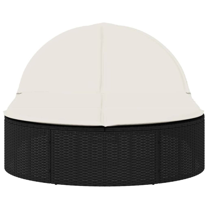 Șezlong dublu cu perne, negru, poliratan - WALTI WALTI