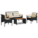 Set mobilier de grădină cu perne, 4 piese, negru, poliratan - WALTI WALTI