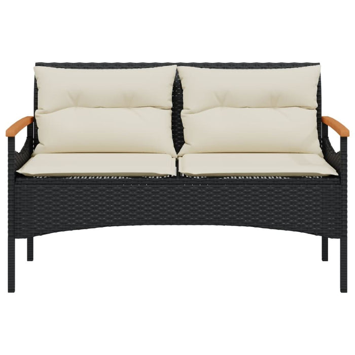Set mobilier de grădină cu perne, 4 piese, negru, poliratan - WALTI WALTI