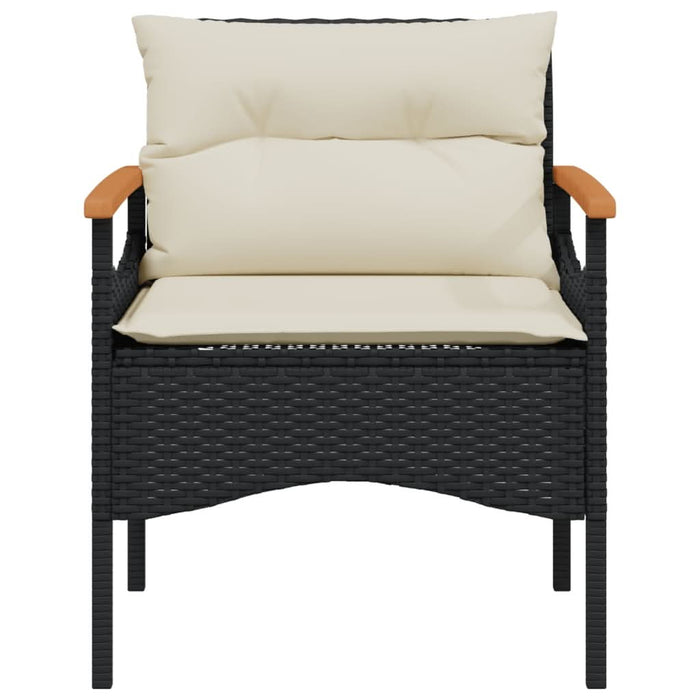 Set mobilier de grădină cu perne, 4 piese, negru, poliratan - WALTI WALTI