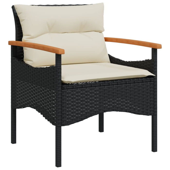 Set mobilier de grădină cu perne, 4 piese, negru, poliratan - WALTI WALTI