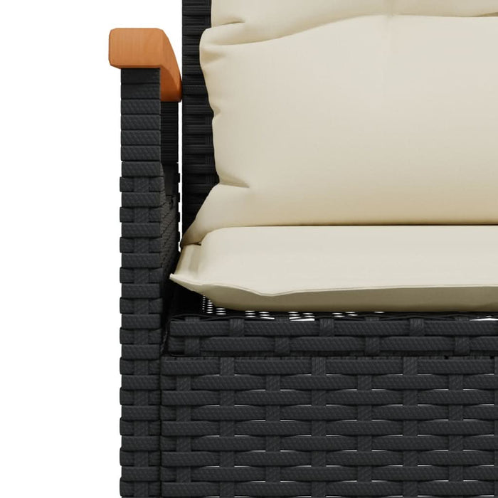 Set mobilier de grădină cu perne, 4 piese, negru, poliratan - WALTI WALTI